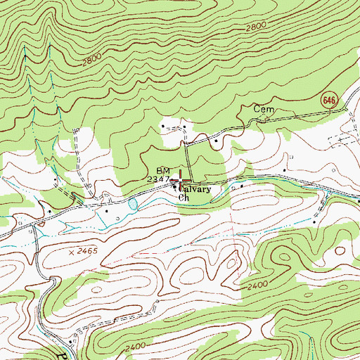 Topographic Map of Calvary Church, VA