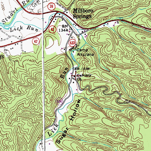 Topographic Map of Calvary Baptist Church, VA