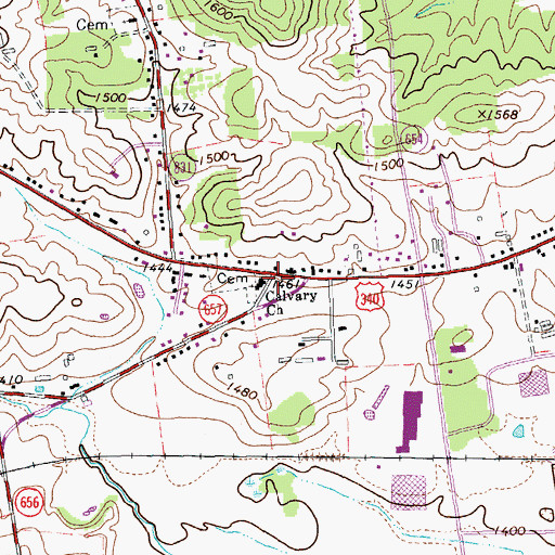 Topographic Map of Calvary Church, VA