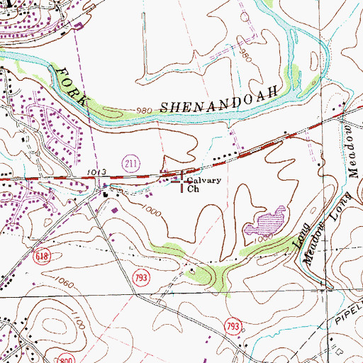 Topographic Map of Calvary Church, VA