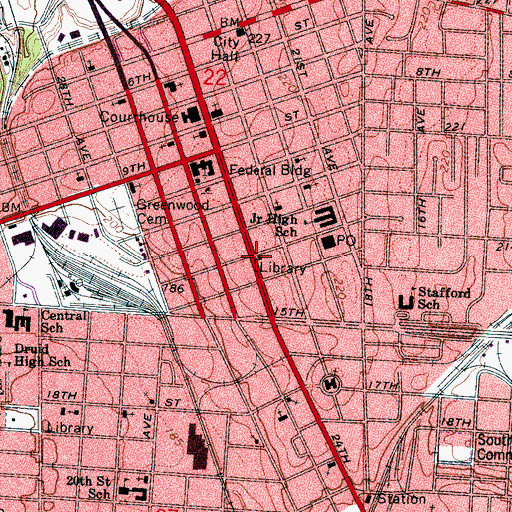 Topographic Map of Friedman Library (historical), AL
