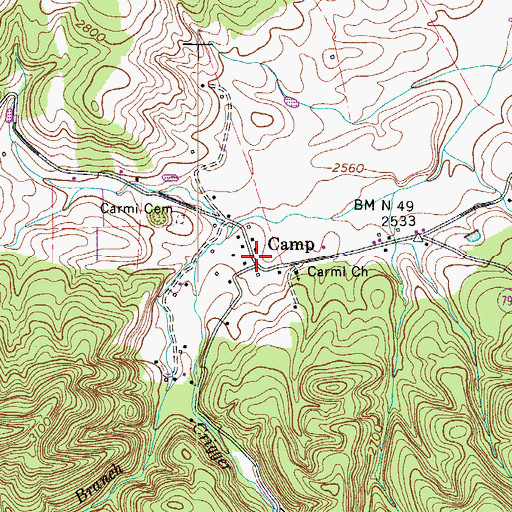 Topographic Map of Camp, VA