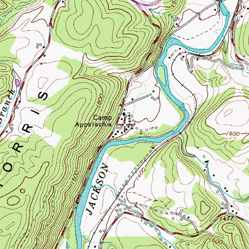 Topographic Map of Camp Appalachia, VA