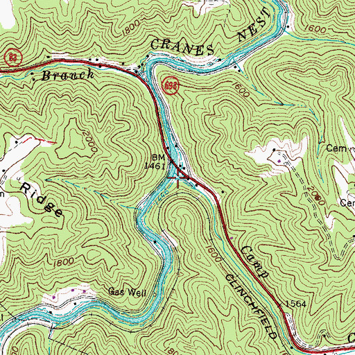 Topographic Map of Camp Creek, VA