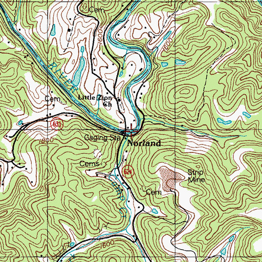 Topographic Map of Camp Creek, VA