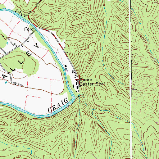 Topographic Map of Camp Easter Seal, VA