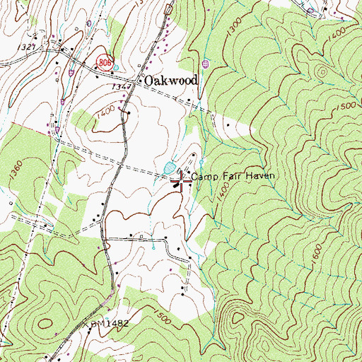 Topographic Map of Camp Fair Haven, VA