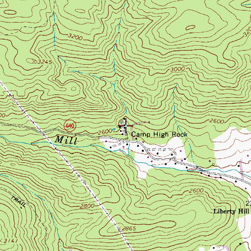 Topographic Map of Camp High Rock, VA