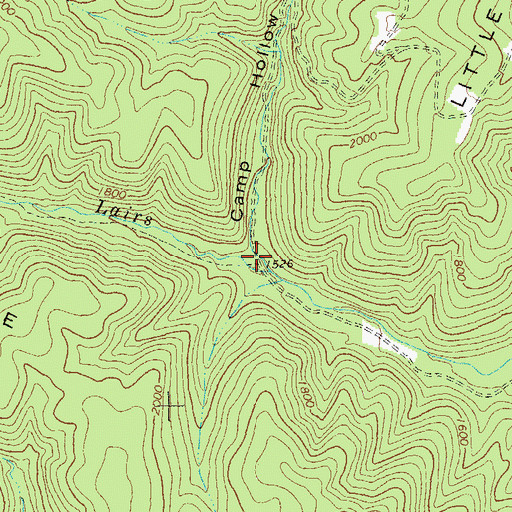 Topographic Map of Camp Hollow, VA