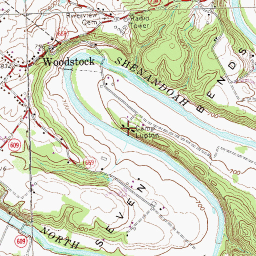 Topographic Map of Camp Lupton, VA