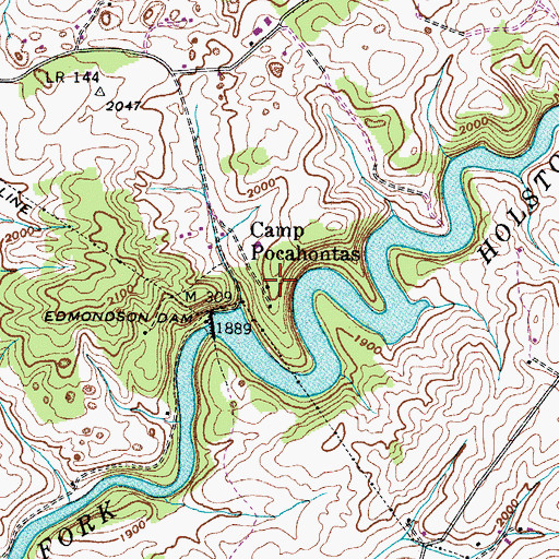 Topographic Map of Camp Pocahontas, VA