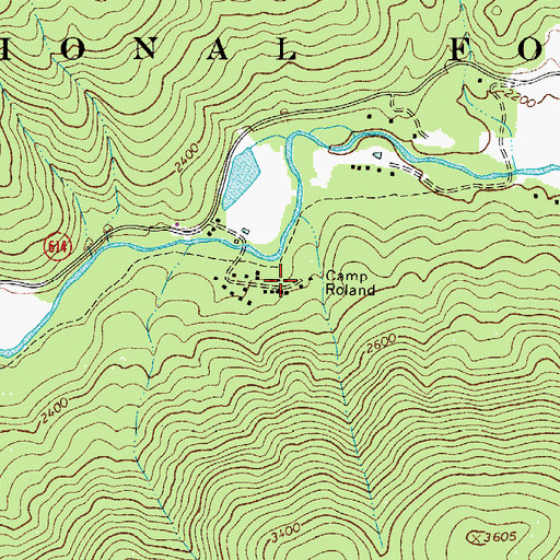 Topographic Map of Camp Roland, VA