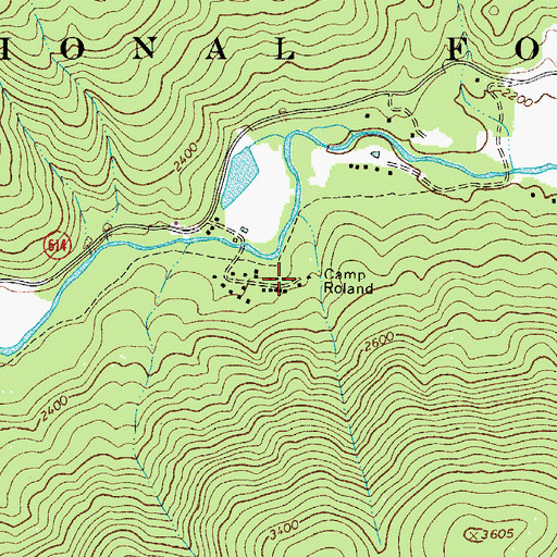 Topographic Map of Camp Roland, VA
