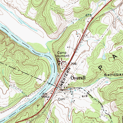 Topographic Map of Camp Skymont, VA