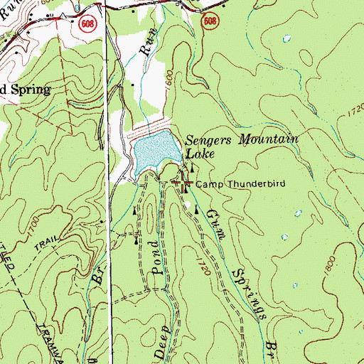 Topographic Map of Camp Thunderbird, VA
