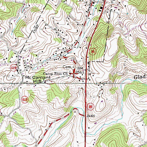 Topographic Map of Camp Zion Church, VA