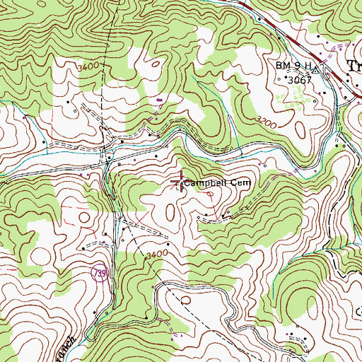 Topographic Map of Campbell Cemetery, VA