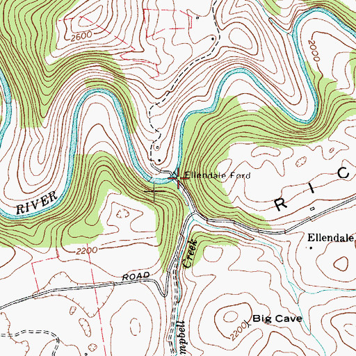 Topographic Map of Campbell Creek, VA