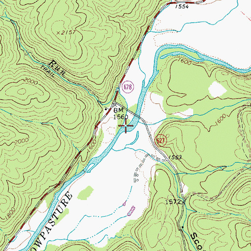 Topographic Map of Campbell Run, VA
