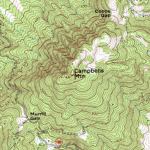 Topographic Map of Campbells Mountain, VA