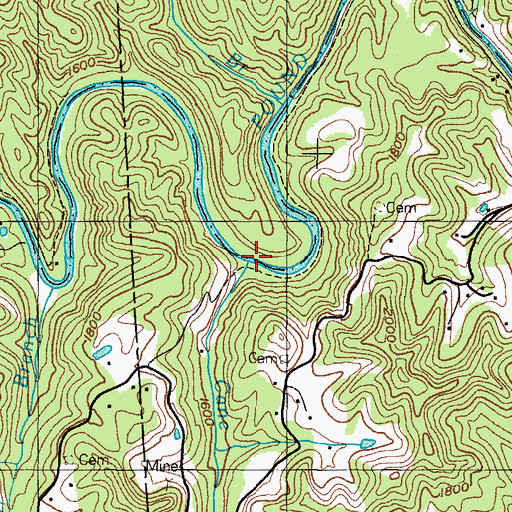 Topographic Map of Cane Branch, VA