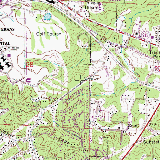 Topographic Map of Hillcrest Baptist Church, AL