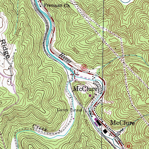 Topographic Map of Caney Creek, VA