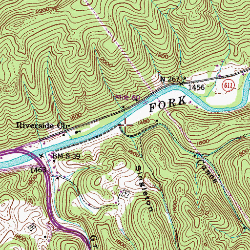 Topographic Map of Canoe Branch, VA