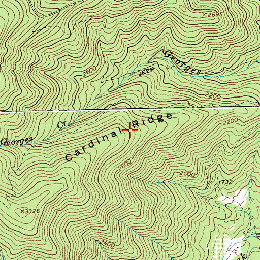 Topographic Map of Cardinal Ridge, VA