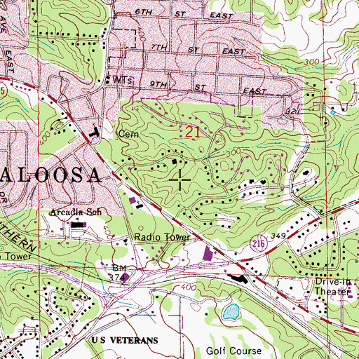 Topographic Map of Hillsdale, AL