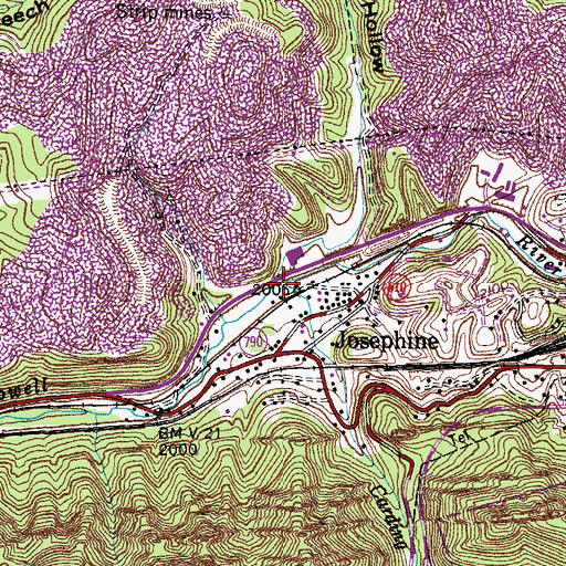 Topographic Map of Carding Machine Branch, VA