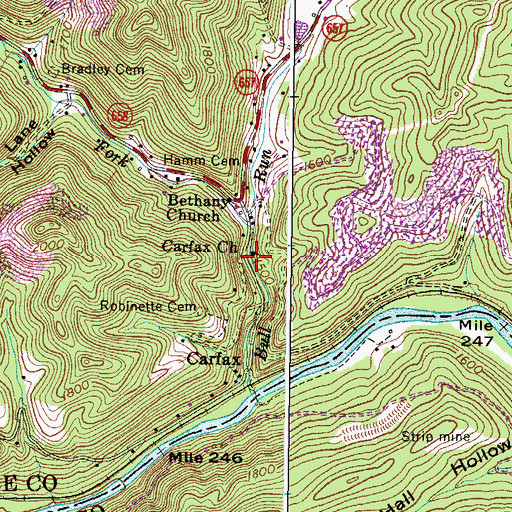 Topographic Map of Carfax Church, VA