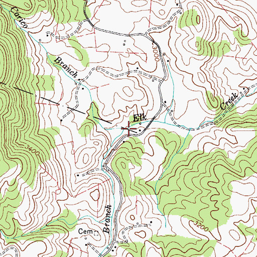 Topographic Map of Carico Branch, VA