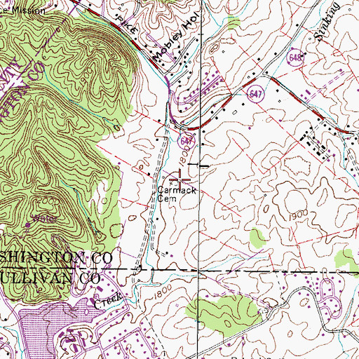Topographic Map of Carmack Cemetery, VA