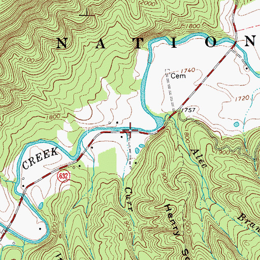 Topographic Map of Carr Branch, VA