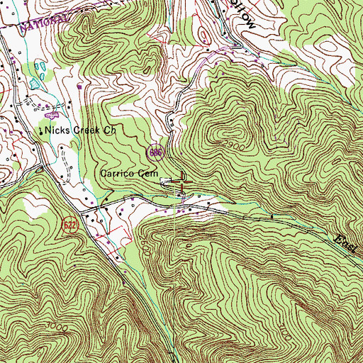 Topographic Map of Carrico Cemetery, VA