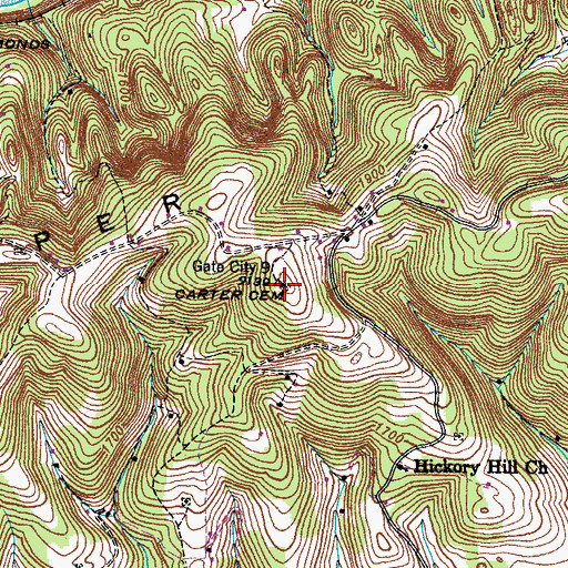 Topographic Map of Carter Cemetery, VA