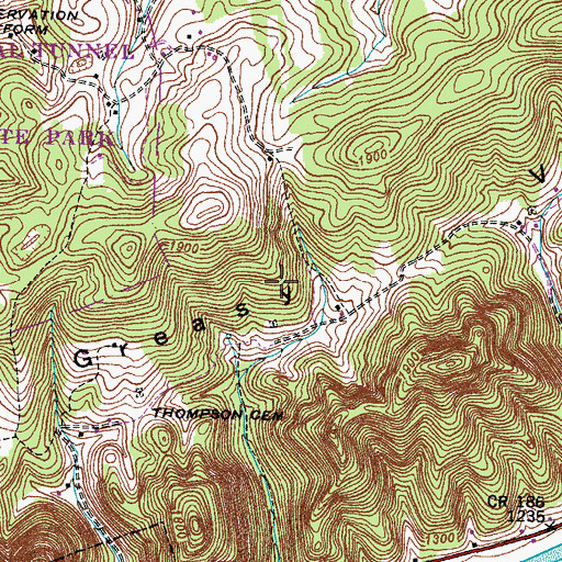 Topographic Map of Carter Cemetery, VA