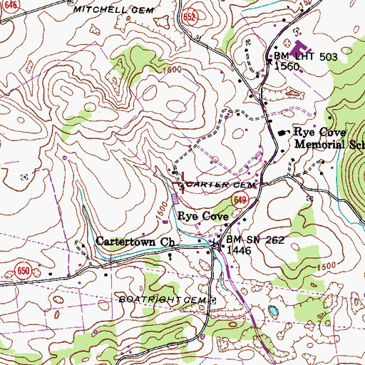 Topographic Map of Carter Cemetery, VA