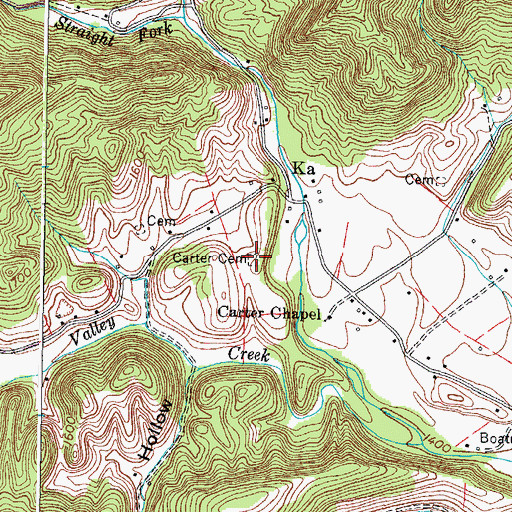 Topographic Map of Carter Cemetery, VA