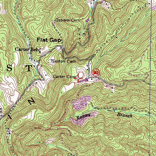 Topographic Map of Carter Cemetery, VA