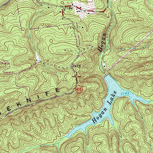 Topographic Map of Caseknife Ridge, VA