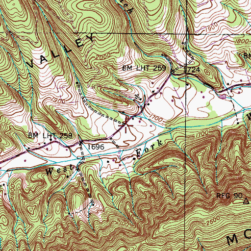 Topographic Map of Casey Hollow, VA