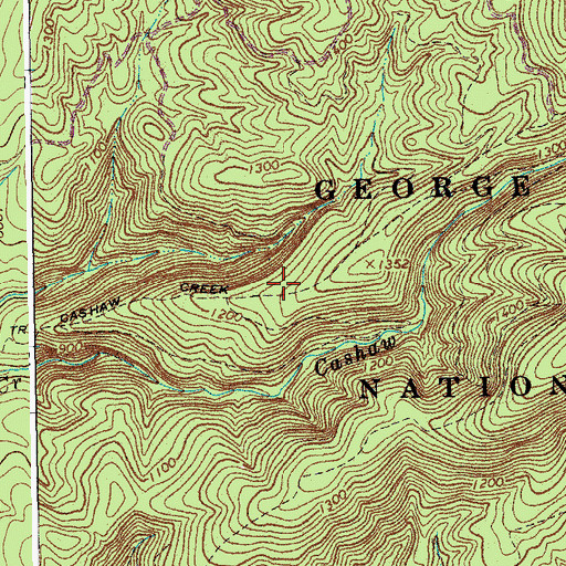 Topographic Map of Cashaw Creek Trail, VA