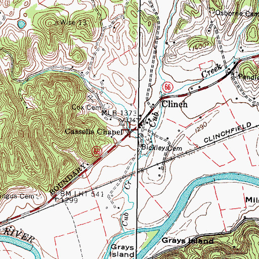 Topographic Map of Cassells Chapel, VA