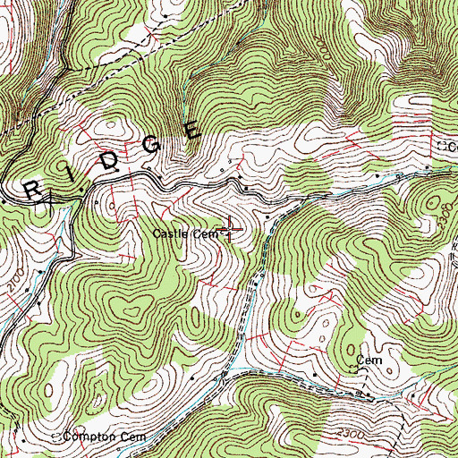 Topographic Map of Castle Cemetery, VA