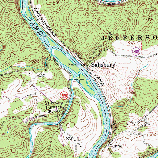 Topographic Map of Catawba Creek, VA
