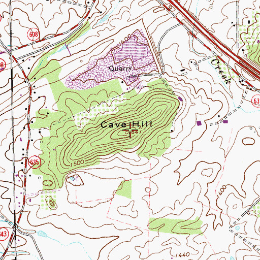 Topographic Map of Cave Hill, VA