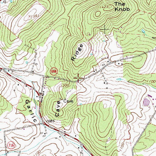 Topographic Map of Cave Ridge, VA