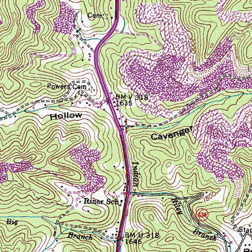 Topographic Map of Cavenger Hollow, VA